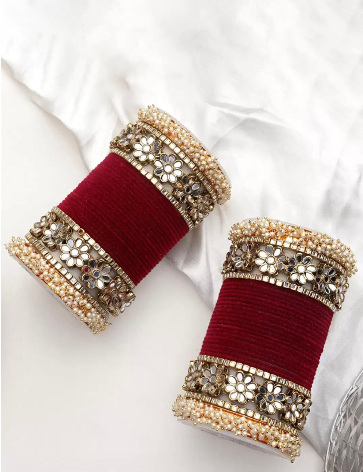 Gajra kundan bangle set - 2-8, Red image