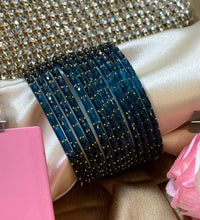 Navy blue RainDrop Pure Glass Bangles Set of 12 image 1