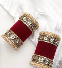 Gajra kundan bangle set - 2-4, Red image