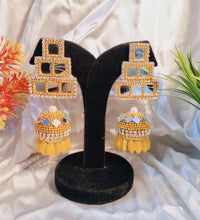 Beaded Jhumka earrings - Yellow image