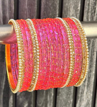 Gazri pink Raindrop Glass Bangle Set for 2 Hands image 0