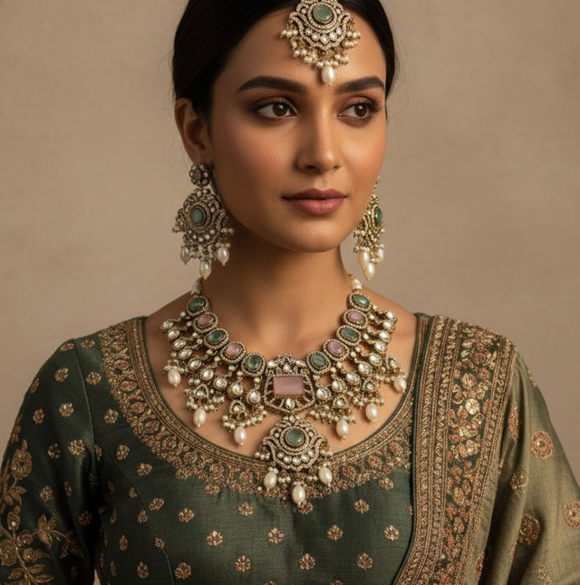 DILKASH NECKLACE-MINT PINK image 0