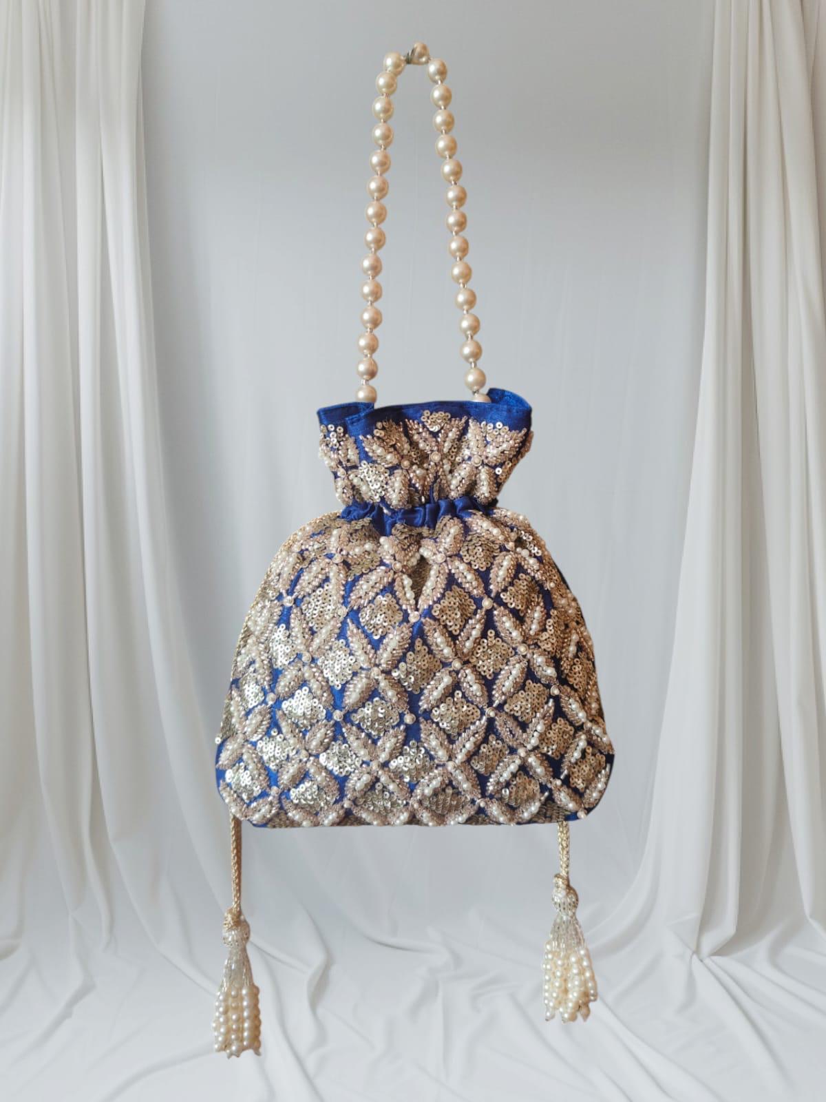 Zari charm potli - blue image