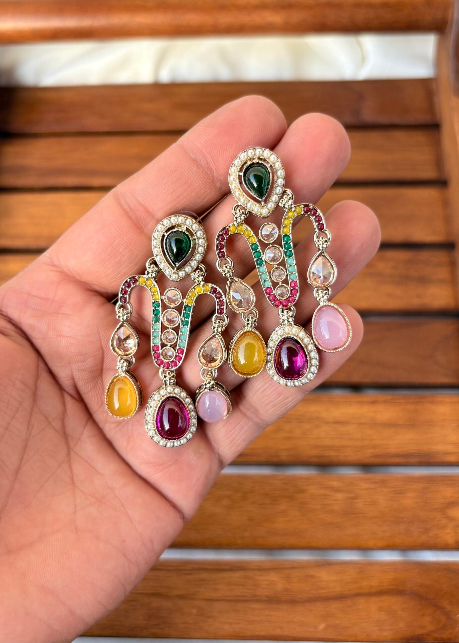Kundan earrings - Multi image