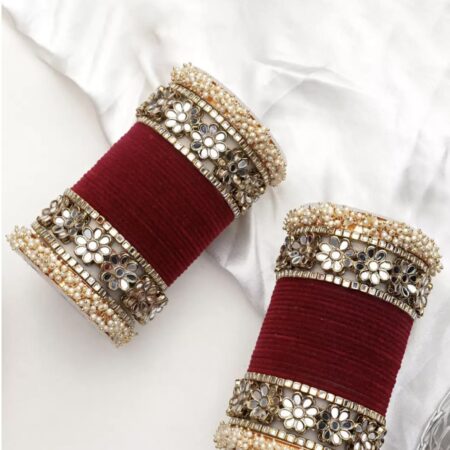 Gajra kundan bangle set