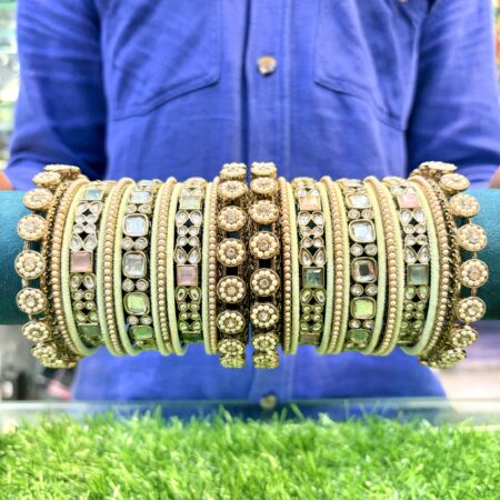 Pestal kundan bangle set
