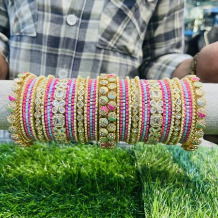 Rainbow polki bangle set