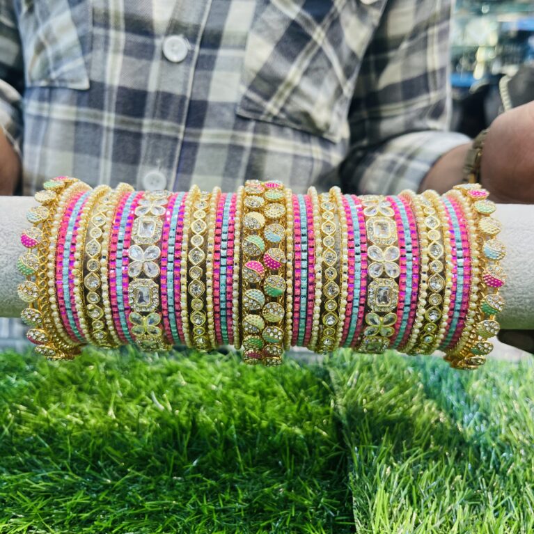 Rainbow polki bangle set