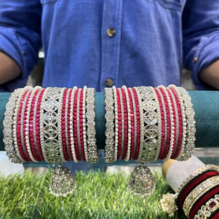 Silver jhumka bangle set