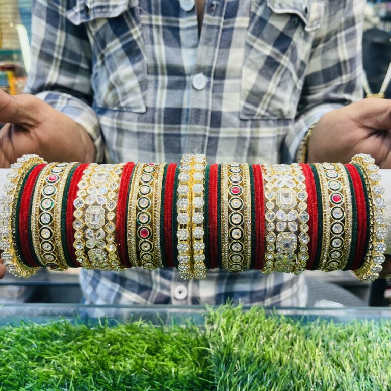Ivory kundan bangle set