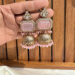 Bronze kundan jhumka earrings