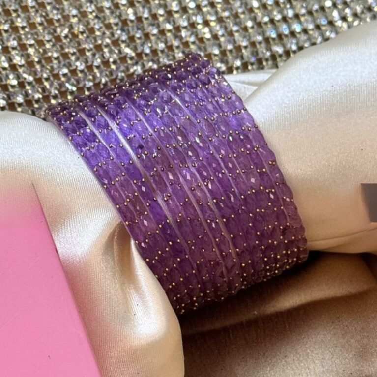 Purple RainDrop Pure Glass Bangles Set of 12