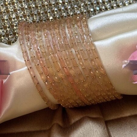 Peach RainDrop Pure Glass Bangles Set of 12