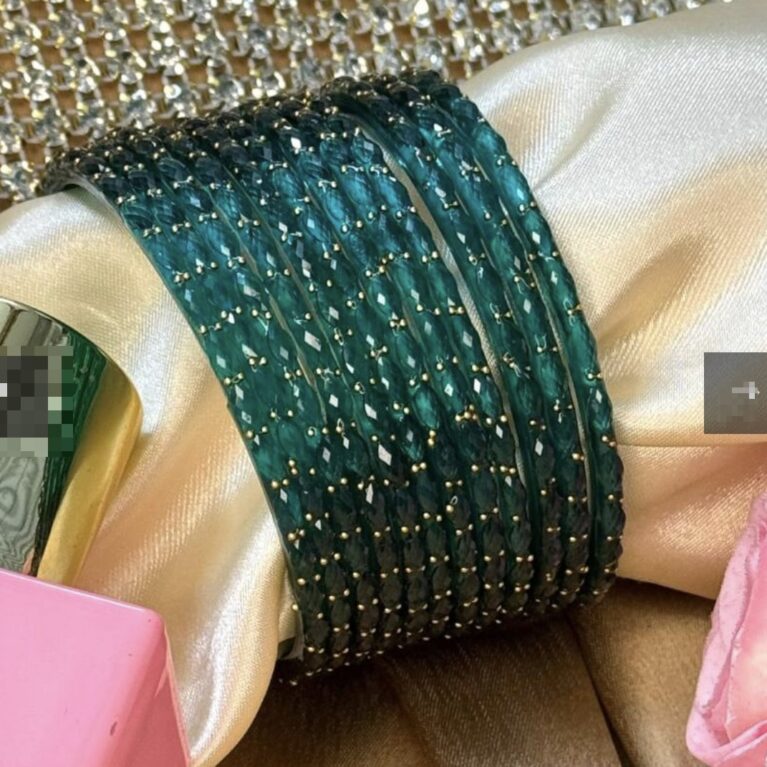 Teal blue RainDrop Pure Glass Bangles Set of 12