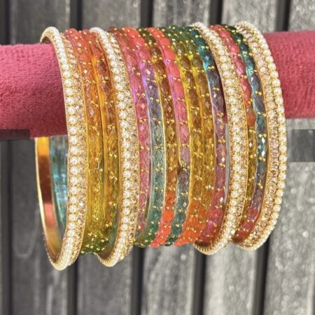 Pestal multi Raindrop Glass Bangle Set for 2 Hands
