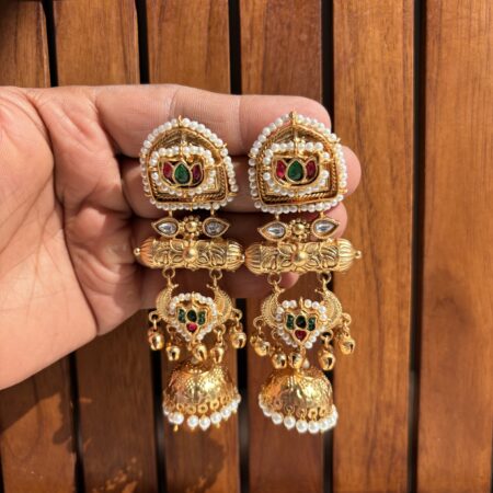 Rajwada beed jhumka earrings