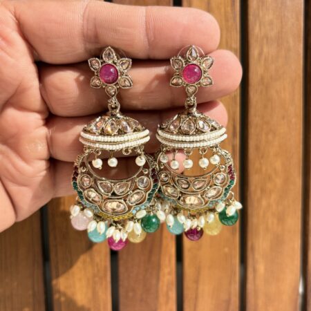 Polki jhumka earrings