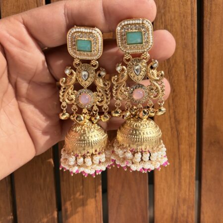 Peacock kashmiri jhumka