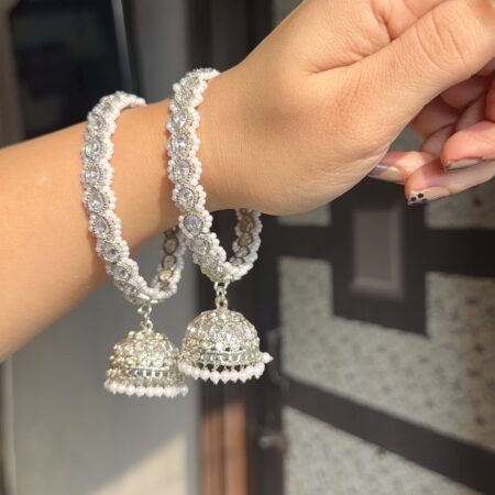 Polki silver jhumka bangles