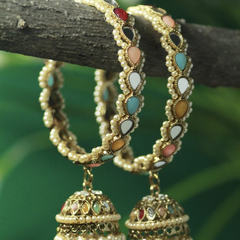 Classy antique multi jhumka bangle
