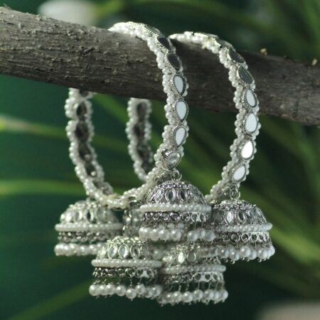 Classy silvery tripple jhumka bangles
