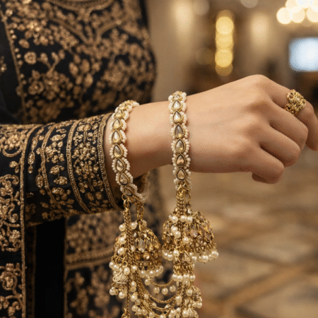 Classy jhoola pearl bangles(one hand)