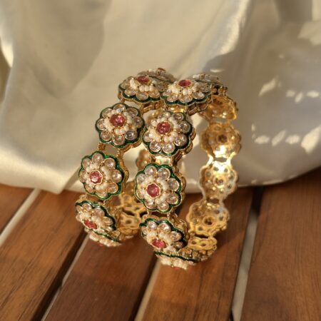 Polki kundan meena bangles (pair)