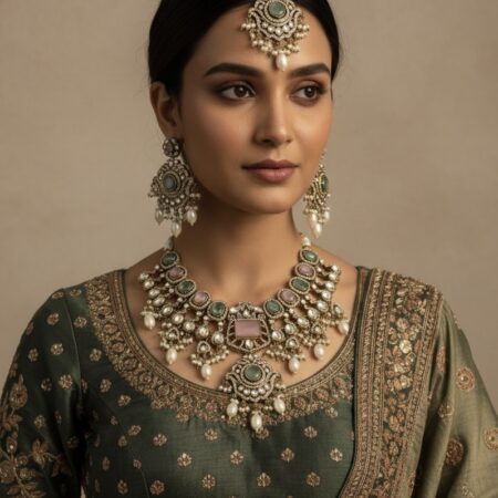 DILKASH NECKLACE-MINT PINK