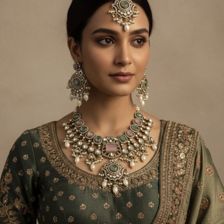 DILKASH NECKLACE-MINT PINK