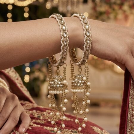 Classy jhoola jhumki bangles(one hand)