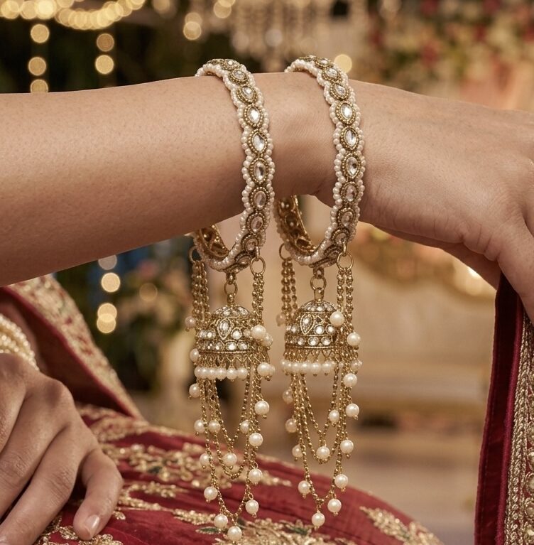 Classy jhoola jhumki bangles(one hand)