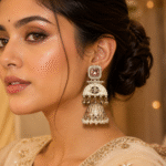 Bronze kundan jhumka earrings