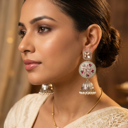 Meenakari jhumka earrings